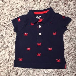 🌟SALE Adorable baby polo tee crab crabby blue red